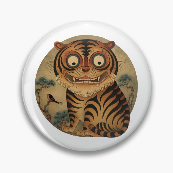 Item preview, Smiling Tiger Guardian Inspired By Traditional Korean Folk Art 1 designed and sold by FlaskLab.