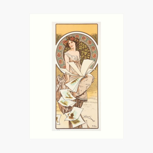 HD. Champenois Calendar, Alphonse Mucha HIGH DEFINITION (original colors) Art Print