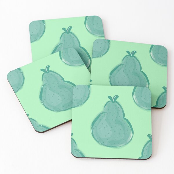 Artikelvorschau, Niedliches grünes Birnen-Kawaii-Fruchtmuster-Design entworfen und verkauft von Eleven11Studio.