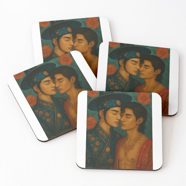 Item preview, Romantic Korean Joseon Couple with Hibiscus Flowers designed and sold by Aryabek.