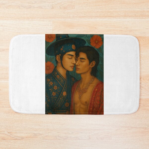 Item preview, Romantic Korean Joseon Couple with Hibiscus Flowers designed and sold by Aryabek.