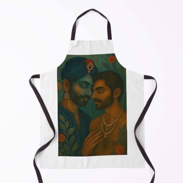 Item preview, Romantic Indian Gay Couple with Sapphire Turban and Floral Accents designed and sold by Aryabek.