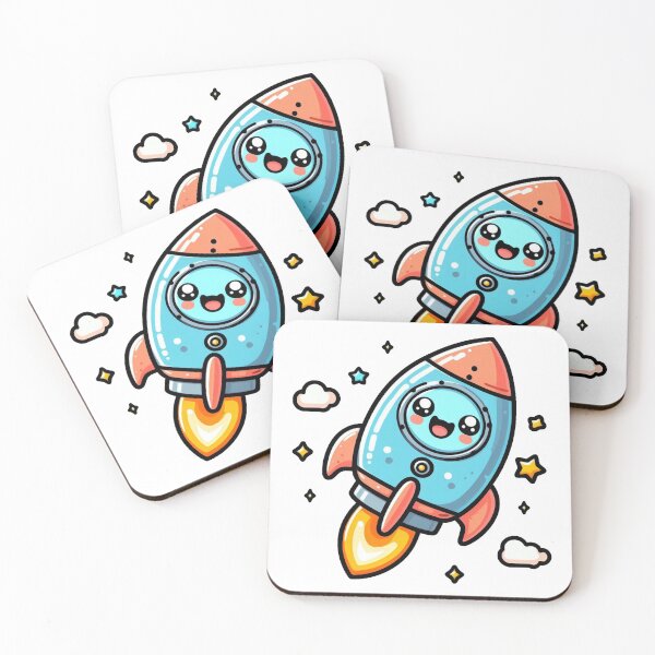 Item preview, Cute Kawaii Rocket Flying to Space – Adorable Cartoon Spaceship designed and sold by SketchOnScreen.