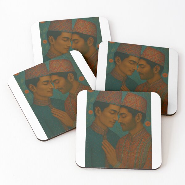 Item preview, Traditional Nepalese Gay Couple with Nepali Topi in Loving Embrace designed and sold by Aryabek.