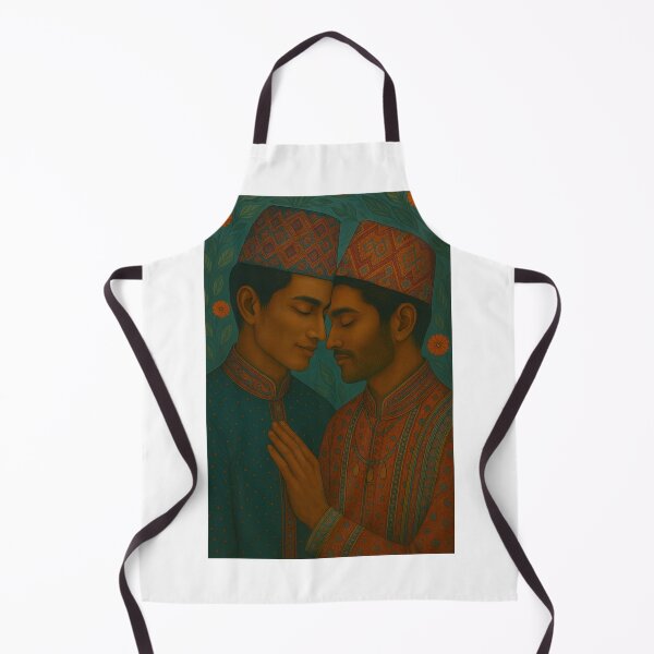 Item preview, Traditional Nepalese Gay Couple with Nepali Topi in Loving Embrace designed and sold by Aryabek.