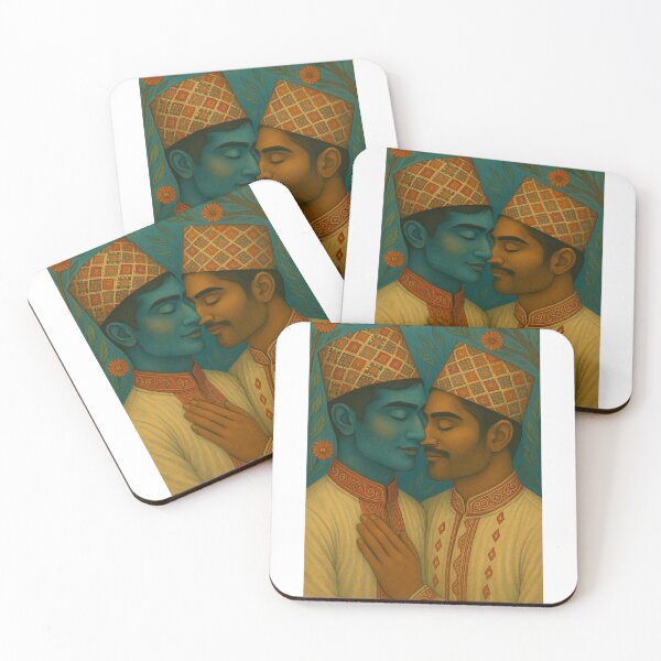 Item preview, Nepalese Couple in Daura Suruwal with Dhaka Topi and Floral Motifs designed and sold by Aryabek.