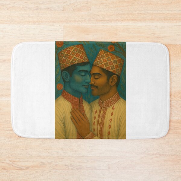 Item preview, Nepalese Couple in Daura Suruwal with Dhaka Topi and Floral Motifs designed and sold by Aryabek.