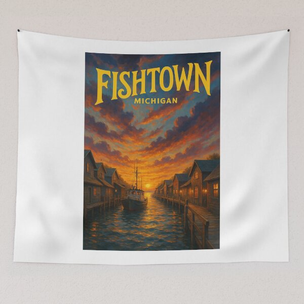 Item preview, Sunset at Fishtown – Leland Harbor in Michigan designed and sold by Aryabek.