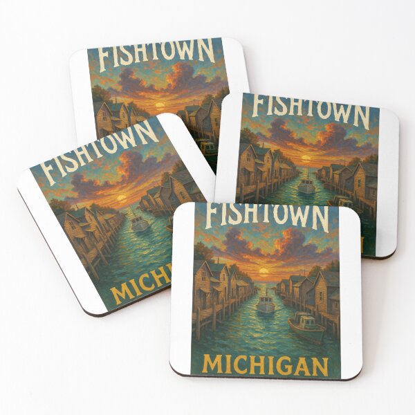 Item preview, Golden Hour in Fishtown – Leland Michigan Harbor Scene designed and sold by Aryabek.