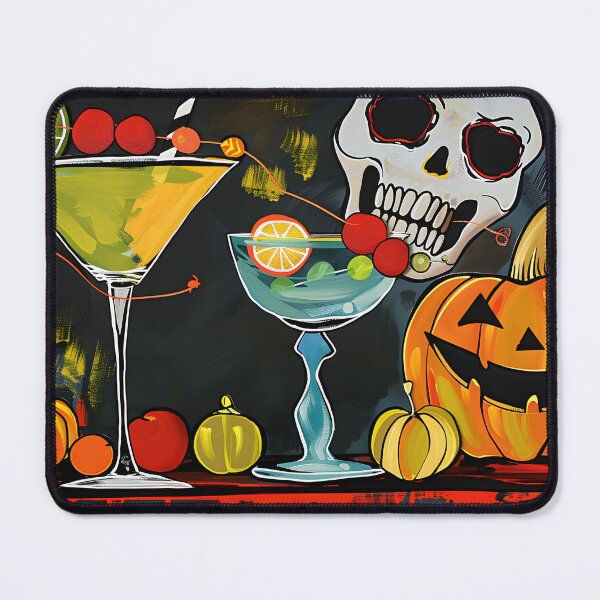 Item preview, Sip Into Halloween Fun with Glamorous Cocktails Jack-o-Lantern and Spooky Skull designed and sold by OlfactoART Studio.