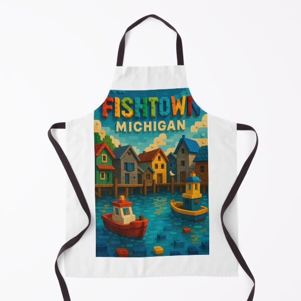 Item preview, Fishtown Michigan Sunset in Vibrant Lego Style designed and sold by Aryabek.