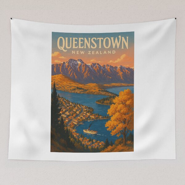 Item preview, Queenstown New Zealand – Autumn Glow Over Lake Wakatipu designed and sold by Aryabek.