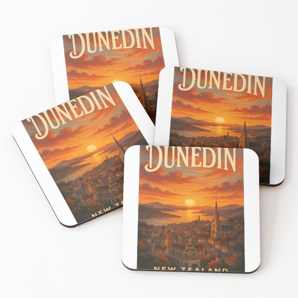 Item preview, Dunedin New Zealand Skyline with Historic Landmarks at Sunset designed and sold by Aryabek.