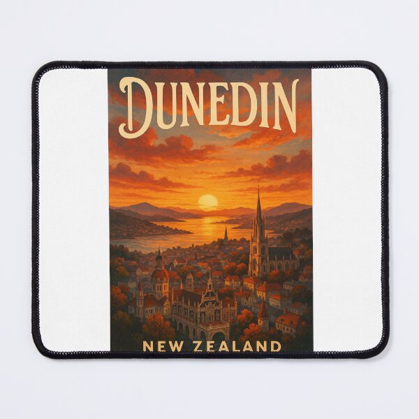 Item preview, Dunedin New Zealand Skyline with Historic Landmarks at Sunset designed and sold by Aryabek.