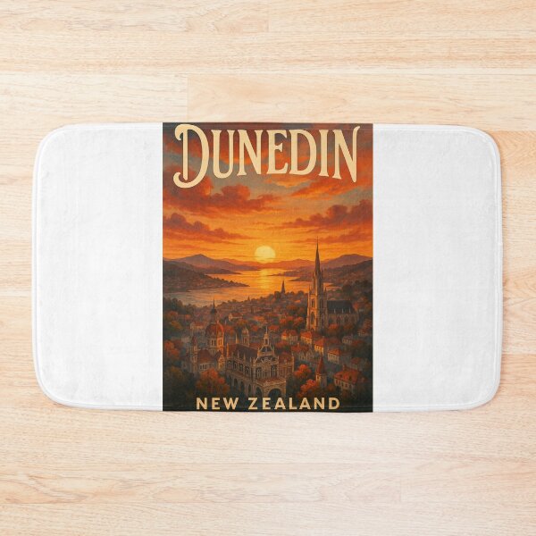 Item preview, Dunedin New Zealand Skyline with Historic Landmarks at Sunset designed and sold by Aryabek.