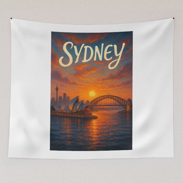Item preview, Sydney Australia Sunset with Opera House and Harbour Bridge designed and sold by Aryabek.