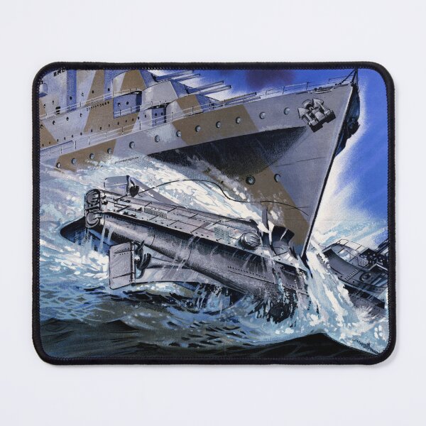 Item preview, Dramatic WWII Naval Propaganda Poster | British Cruiser vs Italian Submarine | Bold Colors & Patriotic Call to Action designed and sold by artofuniverse.