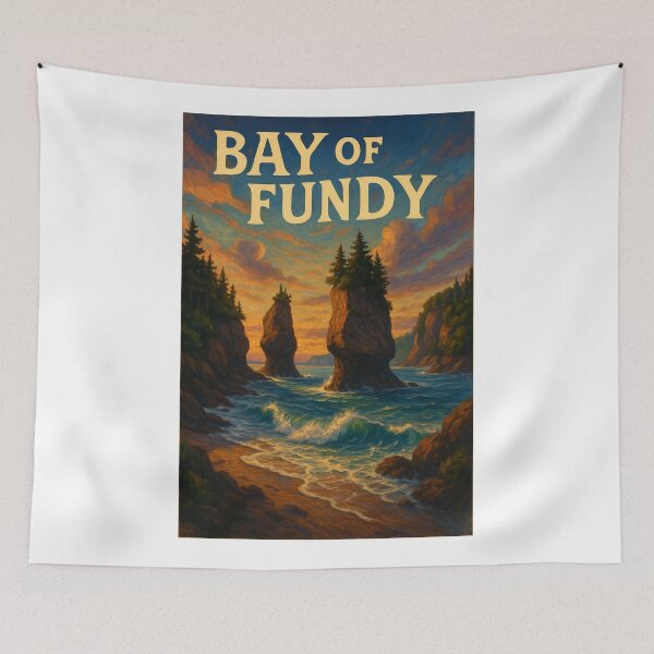 Item preview, Bay of Fundy Sea Stacks with Sunset and Ocean Tides designed and sold by Aryabek.