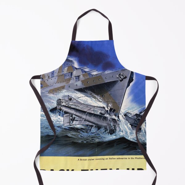 Item preview, Dramatic WWII Naval Propaganda Poster | British Cruiser vs Italian Submarine | Bold Colors & Patriotic Call to Action designed and sold by artofuniverse.