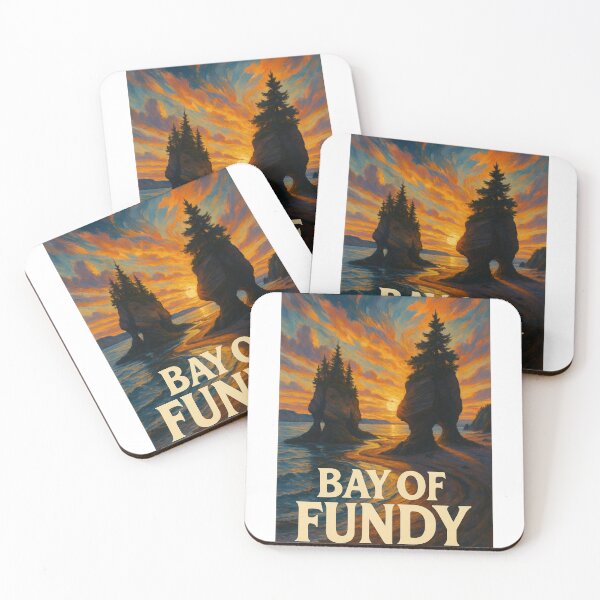 Item preview, Sunset at Bay of Fundy with Tide Sculpted Sea Stacks designed and sold by Aryabek.