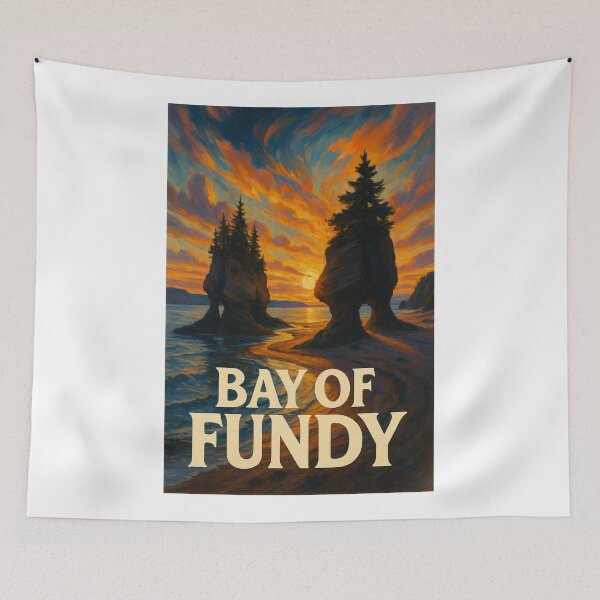 Item preview, Sunset at Bay of Fundy with Tide Sculpted Sea Stacks designed and sold by Aryabek.