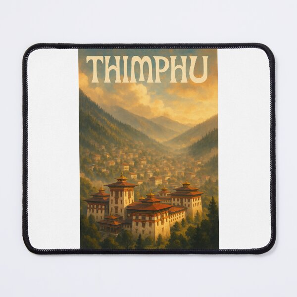 Item preview, Thimphu, Bhutan – Tashichho Dzong and Cityscape in Morning Haze designed and sold by Places On Earth.
