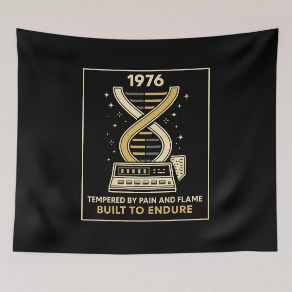 Item preview, Generation X DNA Helix — 1976 Tech Motifs — Tempered by Pain and Flame • Built to Endure Tee designed and sold by Purdiole-art.