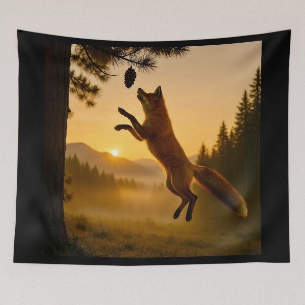 Item preview, Jumping Fox Reaching for a Pinecone designed and sold by ART-POD-PL.