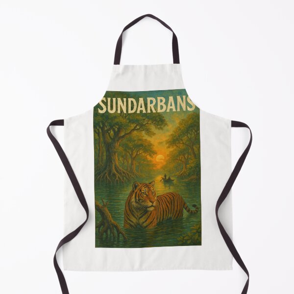 Item preview, Sunset in the Sundarbans with Tiger and Riverboat designed and sold by Places On Earth.