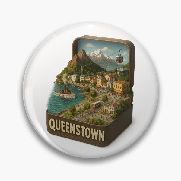 Item preview, Queenstown New Zealand with Lake Wakatipu and Skyline Gondola designed and sold by Places On Earth.