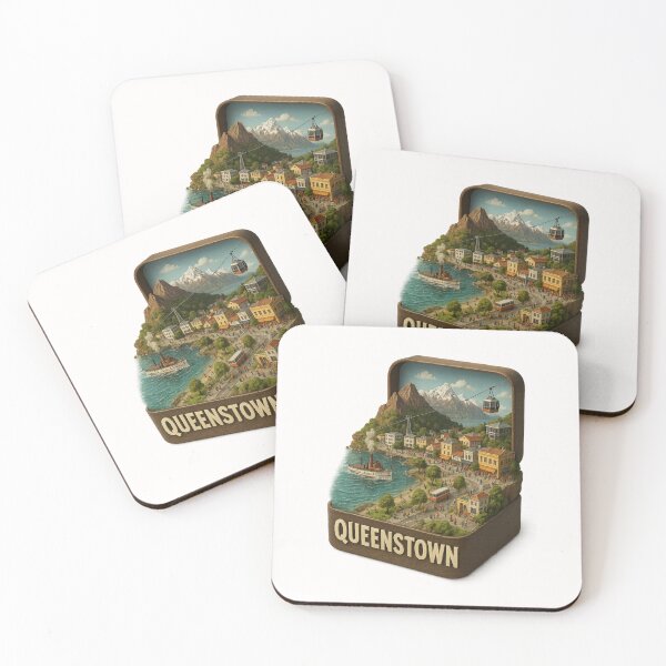 Item preview, Queenstown New Zealand with Lake Wakatipu and Skyline Gondola designed and sold by Places On Earth.