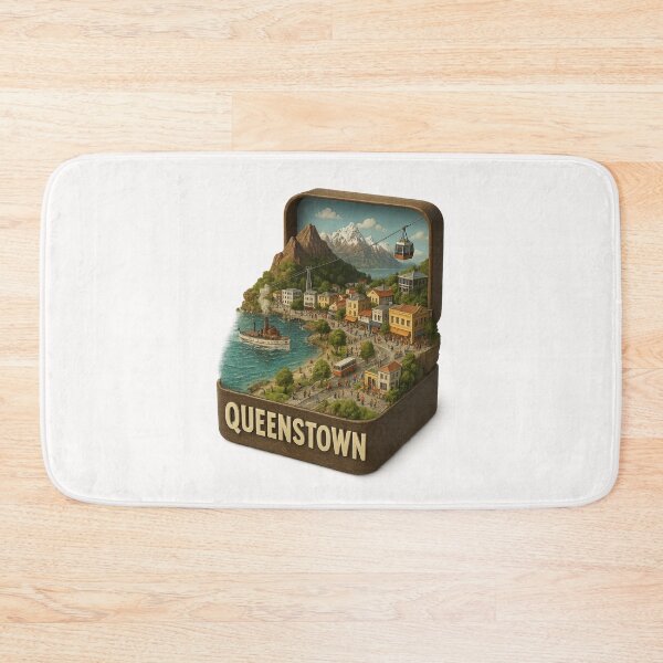 Item preview, Queenstown New Zealand with Lake Wakatipu and Skyline Gondola designed and sold by Places On Earth.