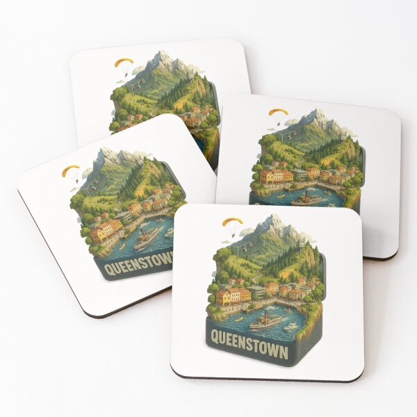 Item preview, Alpine Queenstown New Zealand with Paragliding and Steamboat designed and sold by Places On Earth.