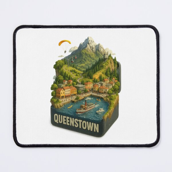 Item preview, Alpine Queenstown New Zealand with Paragliding and Steamboat designed and sold by Places On Earth.