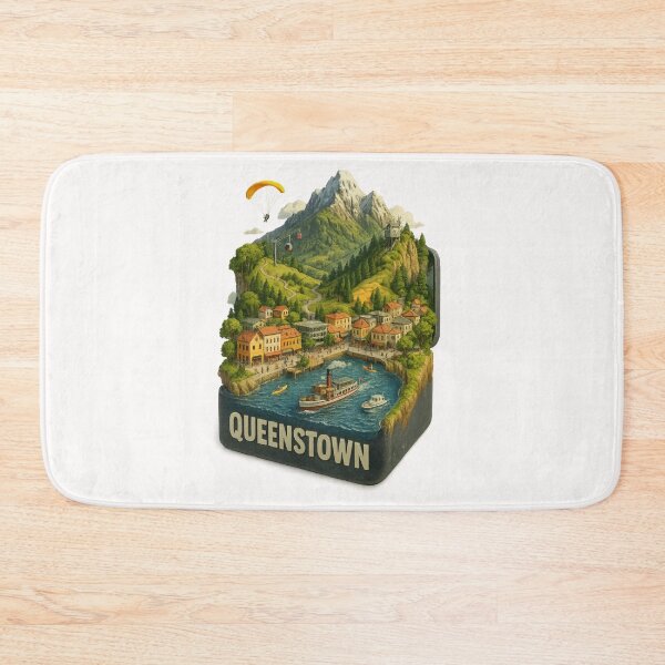 Item preview, Alpine Queenstown New Zealand with Paragliding and Steamboat designed and sold by Places On Earth.