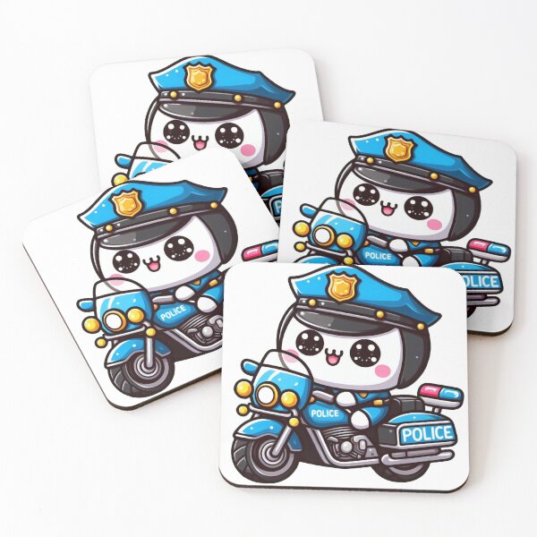 Item preview, Cute Kawaii Character on a Police Motorcycle – Adorable Cartoon Art designed and sold by SketchOnScreen.
