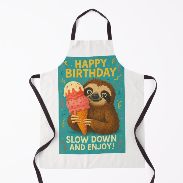 Item preview, Happy Birthday Sloth Holding Giant Ice Cream Cone designed and sold by Places On Earth.
