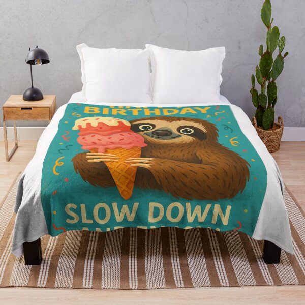 Item preview, Happy Birthday Sloth Holding Giant Ice Cream Cone designed and sold by Places On Earth.