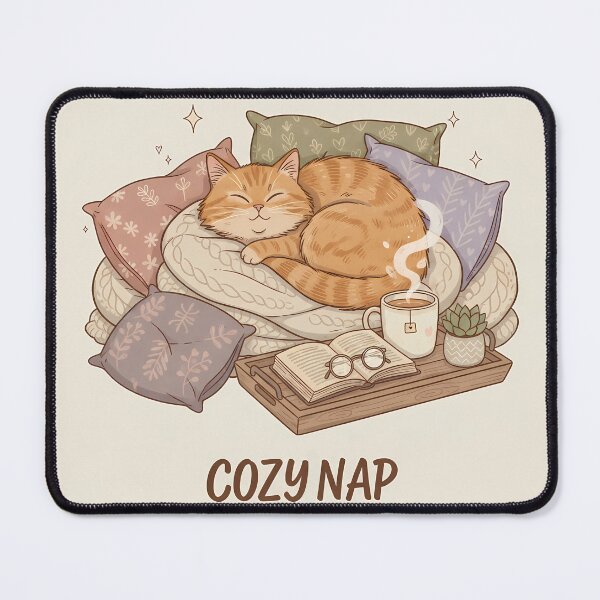 Item preview, Cozy Cat Nap Hygge Reading Corner Art designed and sold by DESIGNPP.