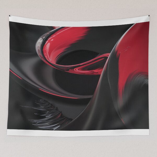 Aperçu de l'œuvre Impression sur toile abstraite noir et rouge brillant avec mouvement fluide créée et vendue par jazzyfunky.