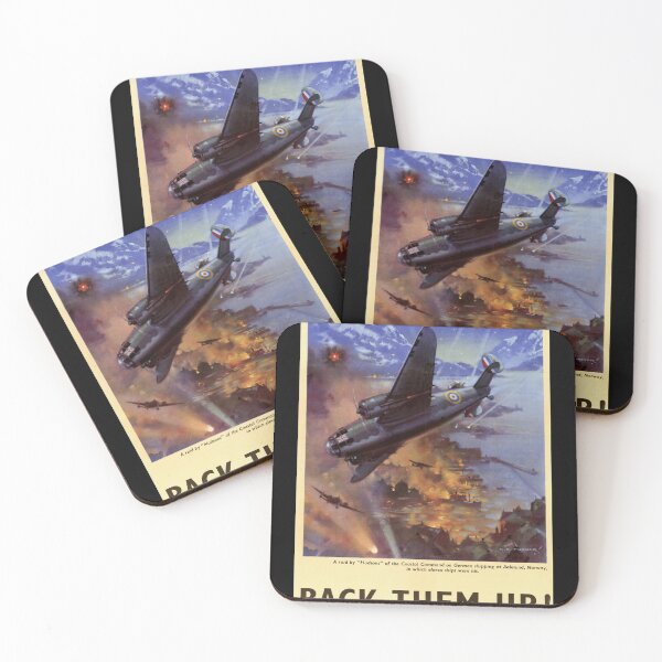 Item preview, WWII Propaganda Art Poster | Back Them Up | C.E. Turner Artwork | British Hudsons Raid in Norway | Coastal Command designed and sold by artofuniverse.