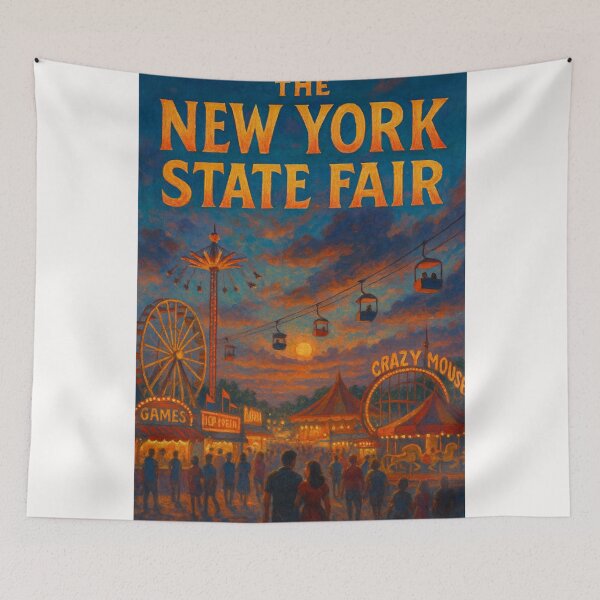 Item preview, New York State Fair at Dusk with Ferris Wheel and Rides designed and sold by Places On Earth.