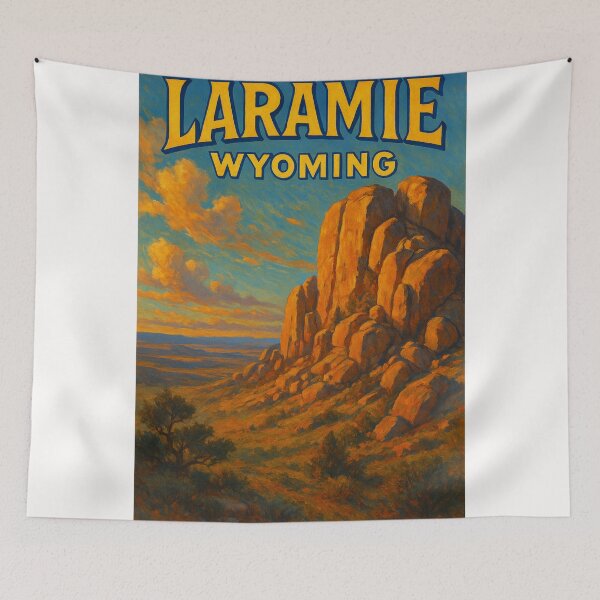 Item preview, Laramie Wyoming with Vedauwoo Rock Formations at Golden Hour designed and sold by Places On Earth.
