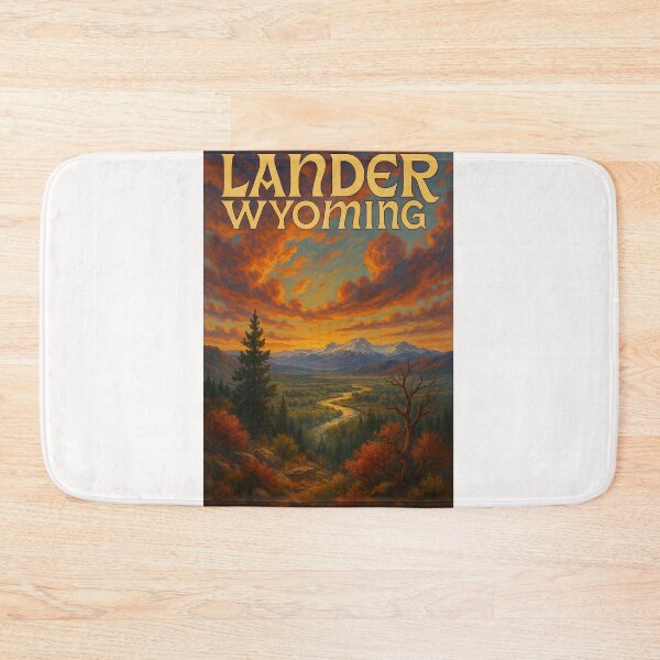 Item preview,  Lander Wyoming with River Valley and Wind River Mountains at Sunset designed and sold by Places On Earth.