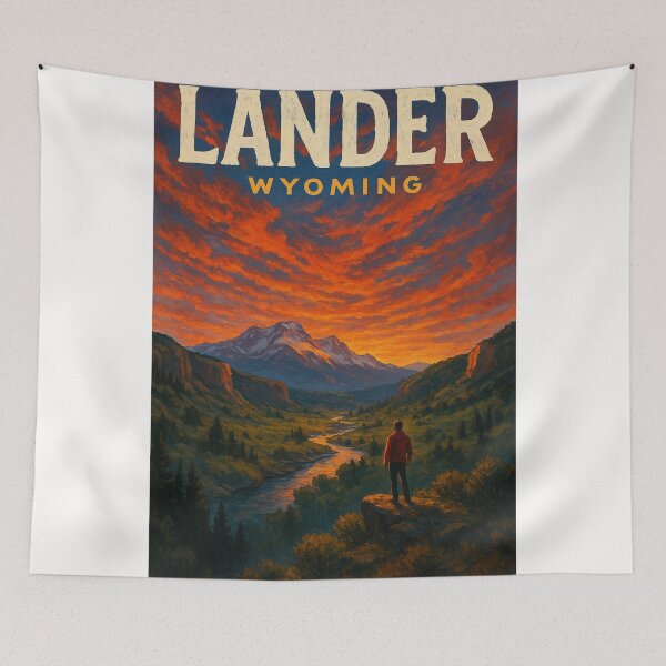 Item preview, Hiker Overlooking Wind River Range in Lander Wyoming at Sunset designed and sold by Places On Earth.