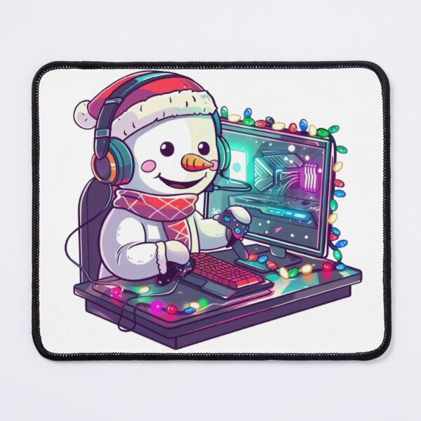 Item preview, "Pro Gamer Snowman Christmas Gaming Setup" designed and sold by AlexLineArt.