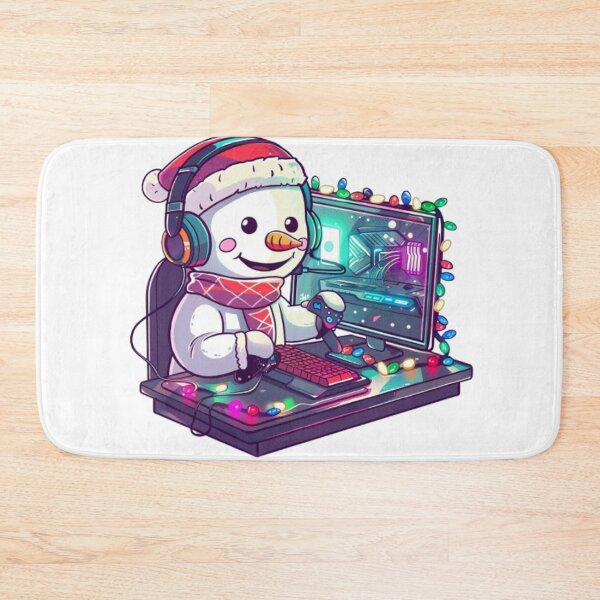 Item preview, "Pro Gamer Snowman Christmas Gaming Setup" designed and sold by AlexLineArt.