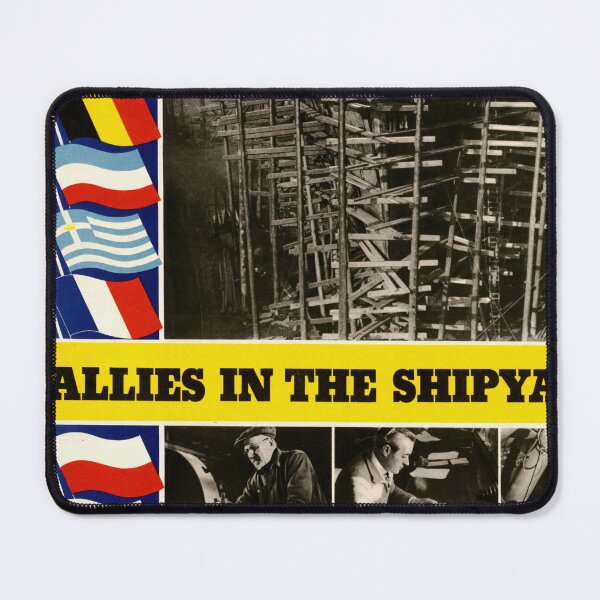 Item preview, WWII Propaganda Poster | Allies in the Shipyards | Unity & Collaboration | Vintage War Art | Shipbuilding Effort | Industrial Workers designed and sold by artofuniverse.