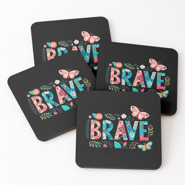 Item preview, BRAVE – Colorful Floral Inspirational Typography Design designed and sold by BlackTeesArt1.