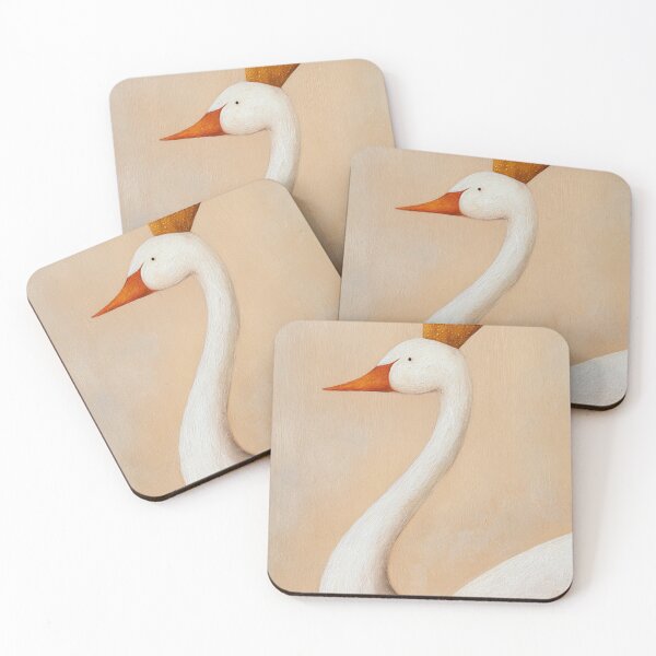 Item preview, Royal Swan with Golden Crown – Whimsical Oil Painting Art Print designed and sold by No Flaws Stickers.